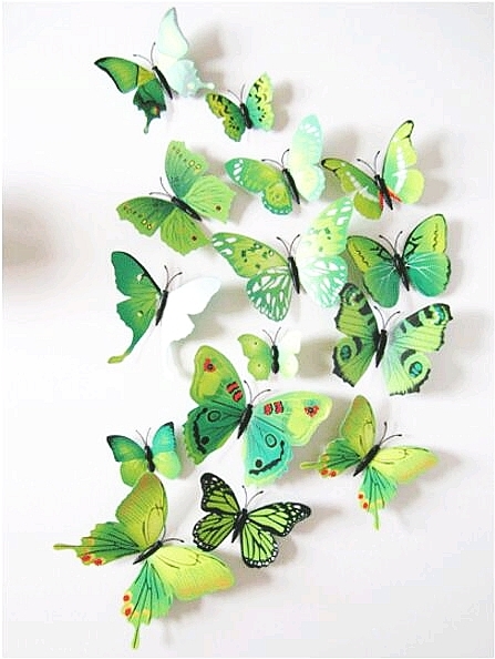 3D plastoví motýlci na zeď - zelená